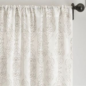 Pottery Barn Reeta Print Sheer Drape in Flax, 50x96”, Set of 2